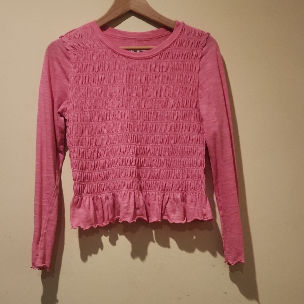 We The Free Pink Smocked Top